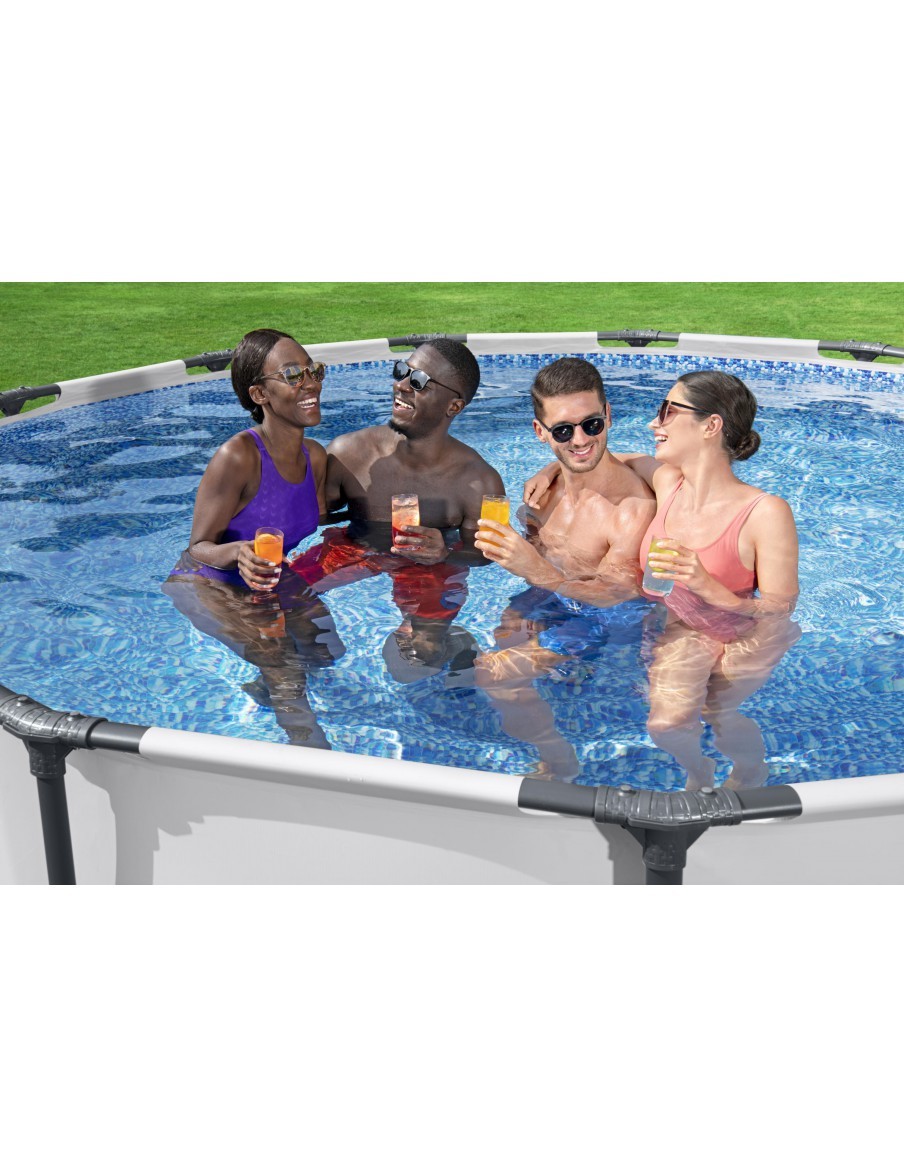 Kit Piscine Ronde Ø396 x H.122 cm + échelle + pompe + bâche - Bestway BestWay Piscines