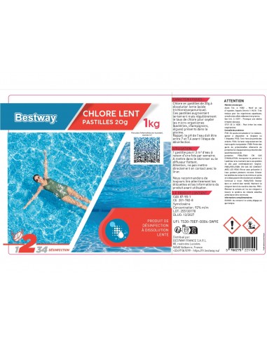 Chlore Lent Pastilles 20Gr Boîte 1KG - Bestway BestWay Produits d'entretien de piscine