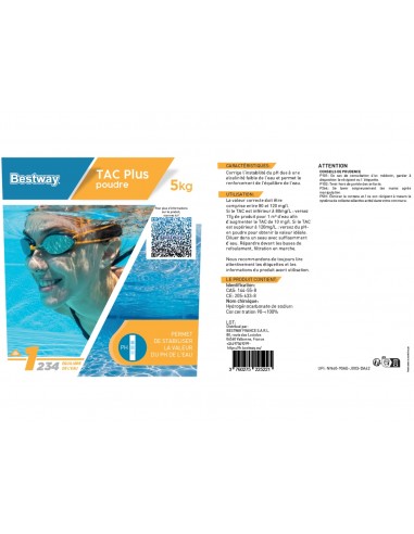 TAC Plus Poudre 5Kg - Bestway BestWay Produits d'entretien de piscine