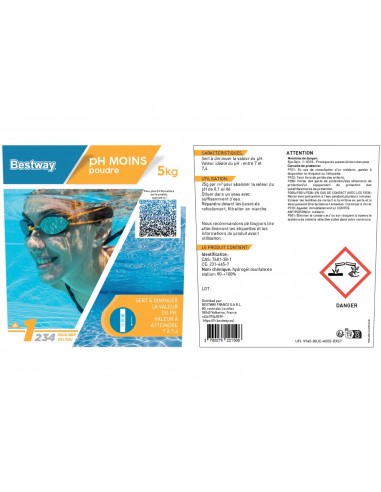 pH Moins Poudre 5Kg - Bestway BestWay Produits d'entretien de piscine