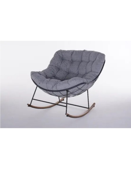 Chaise à bascule de jardin acier gris effet bois ETHAN - ECLOZ ECLOZ Balancelle & Fauteuil suspendu
