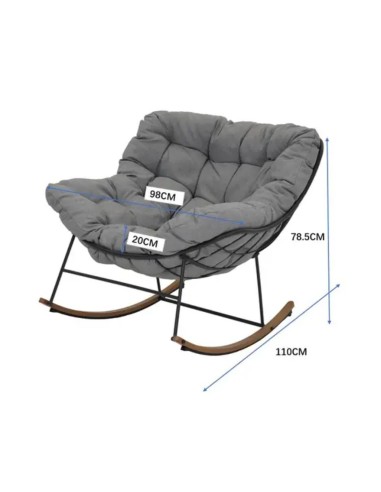 Chaise à bascule de jardin acier gris effet bois ETHAN - ECLOZ ECLOZ Balancelle & Fauteuil suspendu
