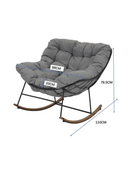 Chaise à bascule de jardin acier gris effet bois ETHAN - ECLOZ ECLOZ Balancelle & Fauteuil suspendu