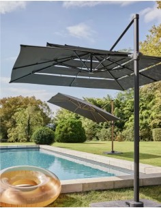 Parasol déporté grand vent carré gris chiné 3×3 m Éole - ECLOZ ECLOZ Parasol et accessoire 2