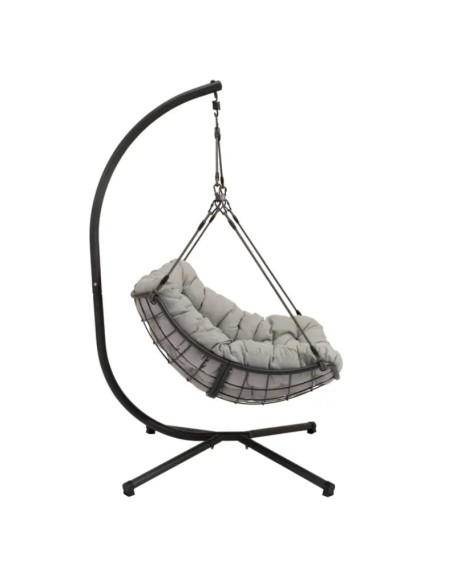 Fauteuil de jardin suspendu acier corde anthracite Fernande - ECLOZ ECLOZ Balancelle et fauteuil suspendu