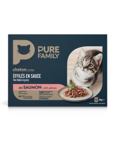 Effilés en sauce chaton au saumon 12 x 85 g - PURE FAMILY Pure Family Accueil