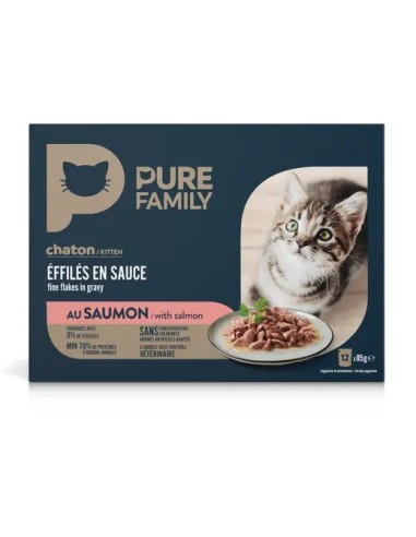 Effilés en sauce chaton au saumon 12 x 85 g - PURE FAMILY Pure Family Accueil
