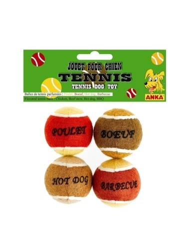 Balles de tennis aromatisées pour chien x4 Anka Corde et jeux d'exercice