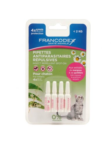 Pipette APE Instecifuge Chaton X4 Francodex Soins et antiparasitaire