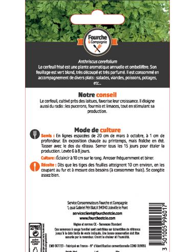 Cerfeuil frisé - Fourche & Compagnie Fourche et Compagnie Graines aromatiques